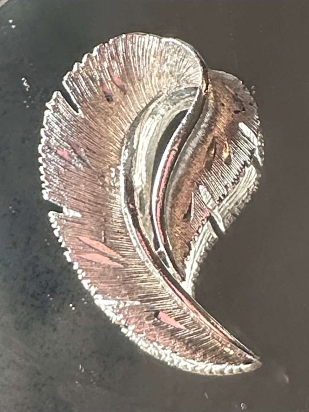 Vintage Silver-Tone Curled Feather Brooch